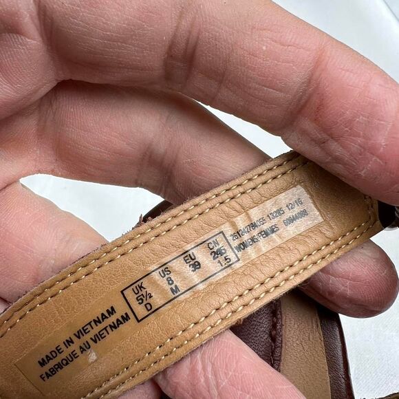 Clarks Artisan Woven Brown Leather Sandals Block Heel Earthy Neutral Size 8 M - Picture 5 of 5